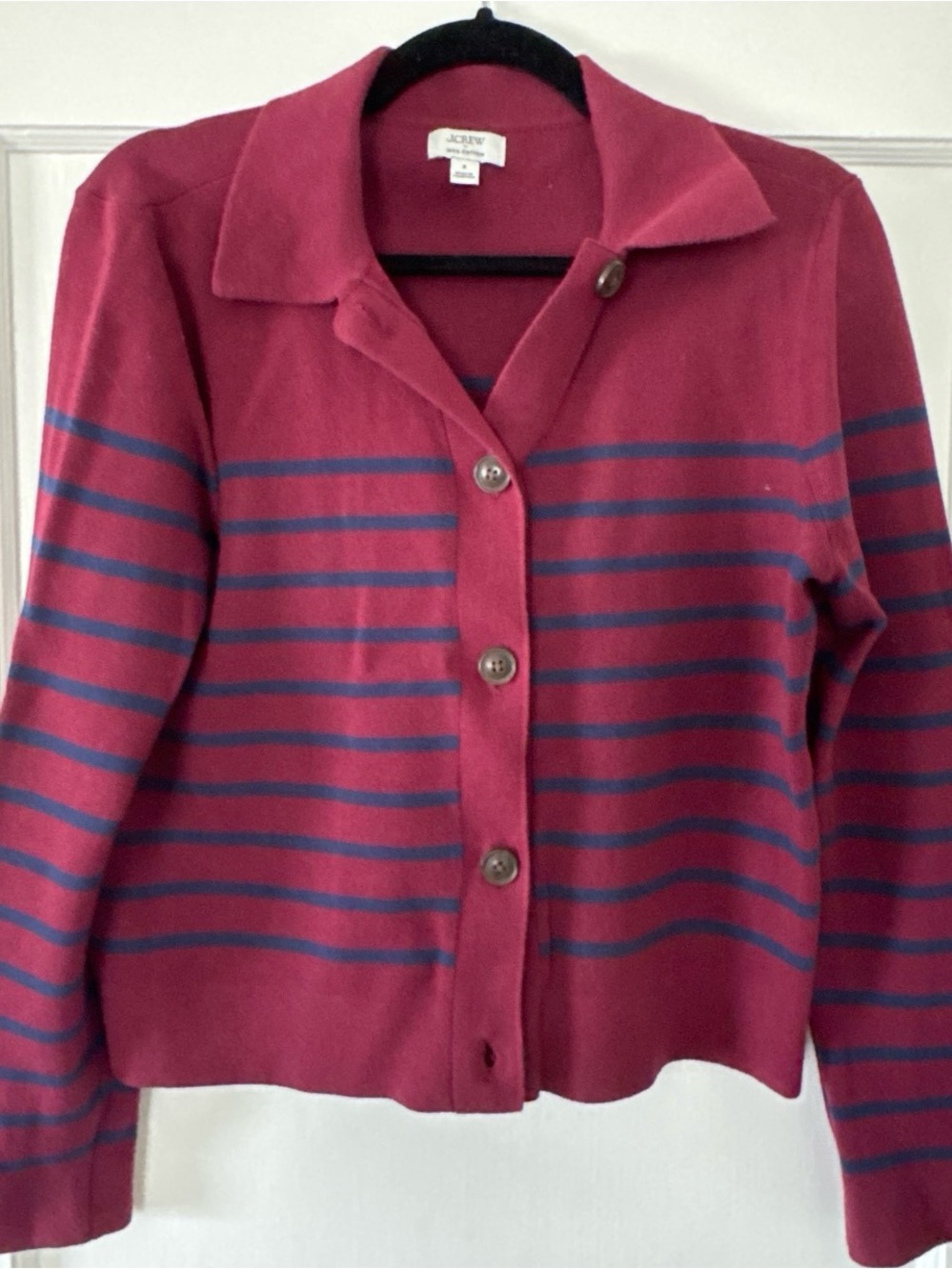J. Crew Cardigan with Navy Stripes